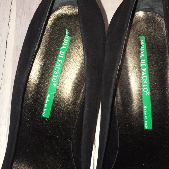 Moda Di Fausto Black Suede And Textured Pumps - Picture 7 of 8